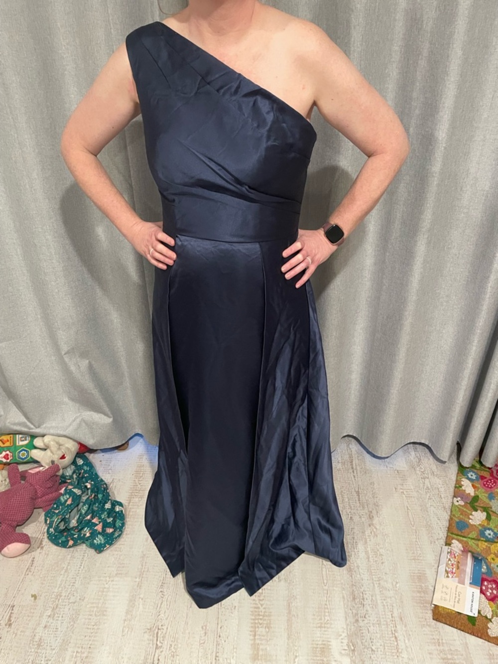 Faeriesty Brand Women's Size 12 Navy Blue One-Shoulder Corset Back Mermaid Dress